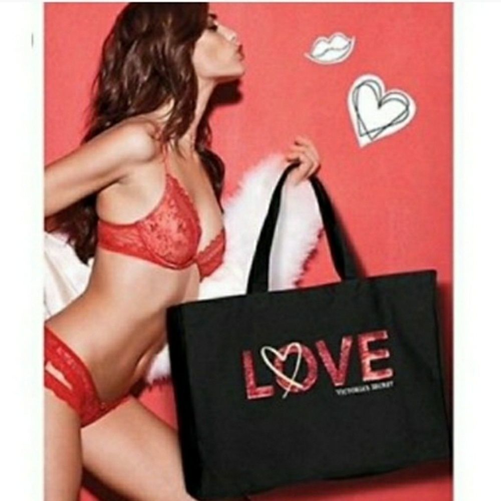 Victoria's Secret Love & Heart Sequin Tote Bag